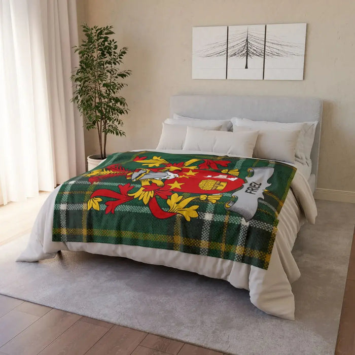 Cozy Blanket with Colorful Shield and Stars Design