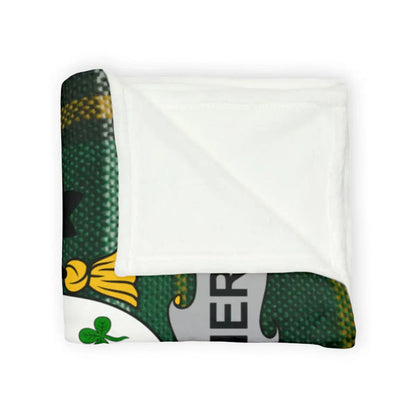 Shamrock Design Green and White Plush Blanket