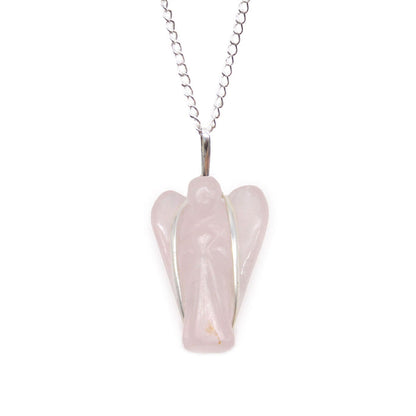 Gemstone Guardian Angel Pendant - Rose Quartz 🇬🇧