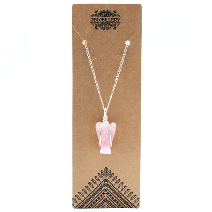 Gemstone Guardian Angel Pendant - Rose Quartz 🇬🇧