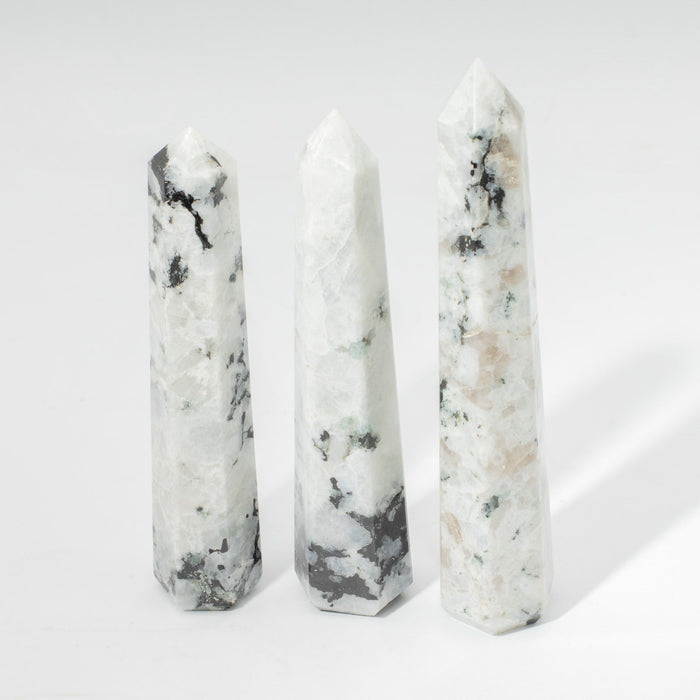 Gemstone Six Face Obelisk Point approx 17cm - Rainbow Moonstone 🇬🇧