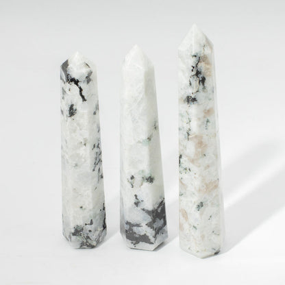 Gemstone Six Face Obelisk Point approx 17cm - Rainbow Moonstone 🇬🇧