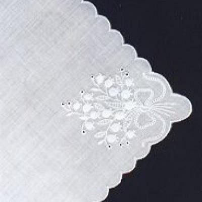 Gerbrend Lily of the Valley Handkerchief w/White Embroidery #684