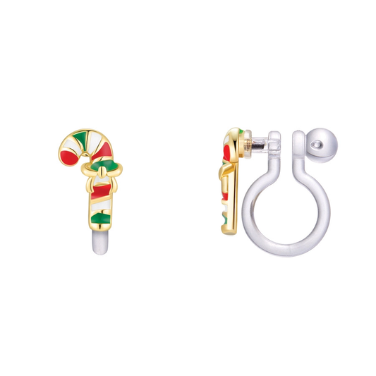 Girl Nation Holiday Clip-On Cutie Earrings - Candy Cane Delight