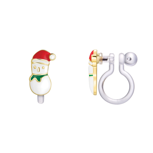 Girl Nation Holiday Clip-On Cutie Earrings - Snowman