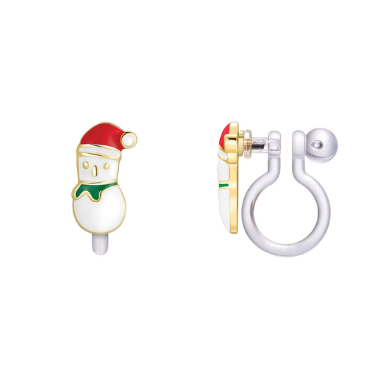 Girl Nation Holiday Clip-On Cutie Earrings - Snowman