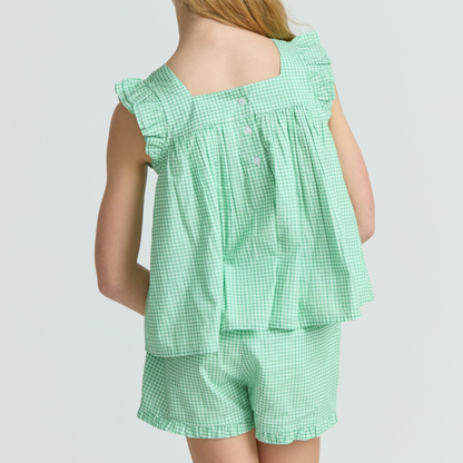 girls gustavia gingham ruffle top and short set