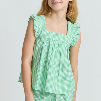 girls gustavia gingham ruffle top and short set