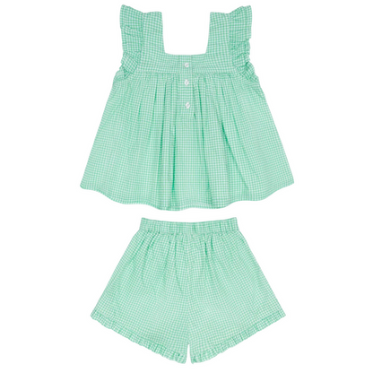 girls gustavia gingham ruffle top and short set