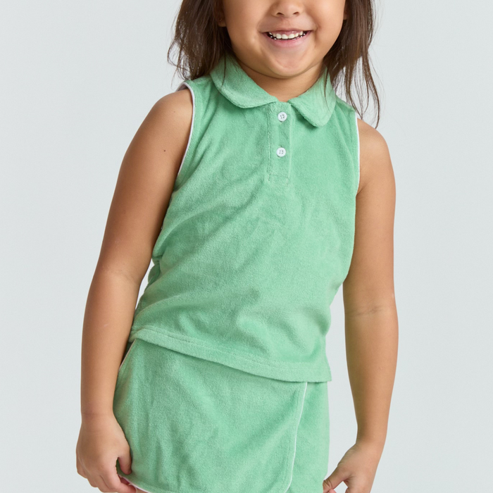 girls gustavia green french terry tennis tank top and skort set