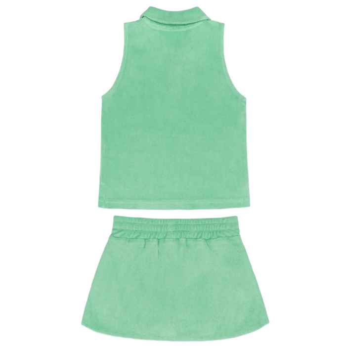 girls gustavia green french terry tennis tank top and skort set