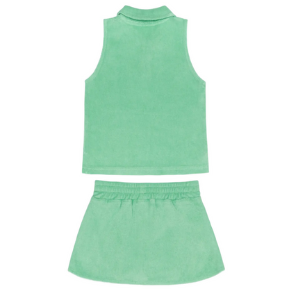 girls gustavia green french terry tennis tank top and skort set