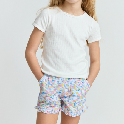 girls jasmine blossom french terry ruffle short