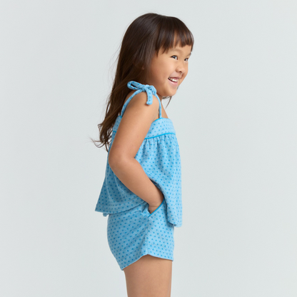 girls le marin dot french terry tie top and short set
