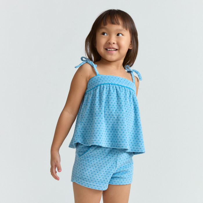 girls le marin dot french terry tie top and short set