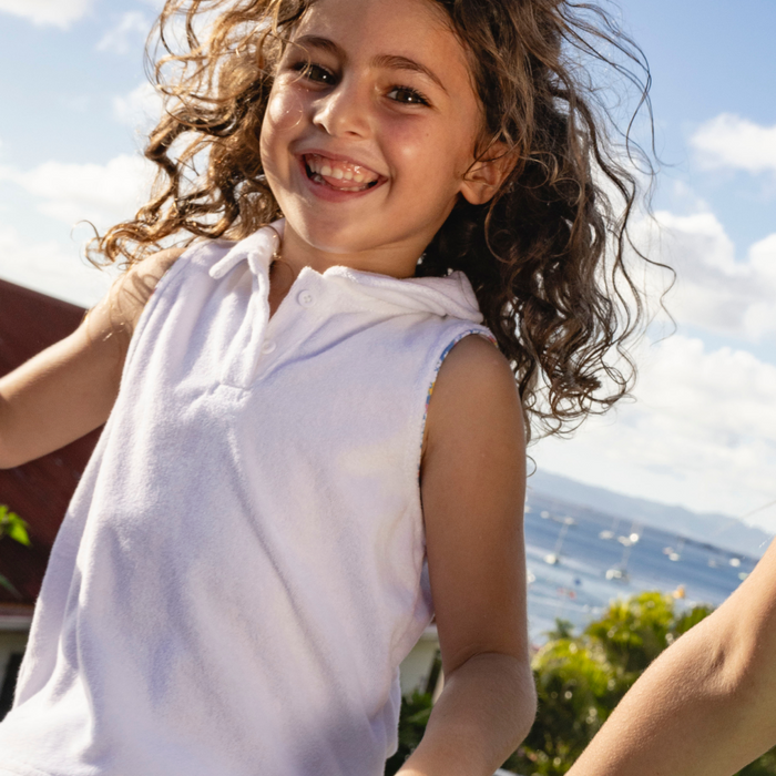 girls shell white french terry tennis tank top and short set