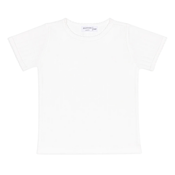 girls shell white pointelle shirt
