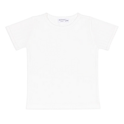 girls shell white pointelle shirt