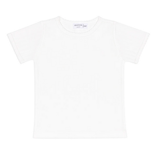 girls shell white pointelle shirt