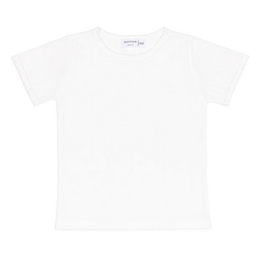 girls shell white pointelle shirt