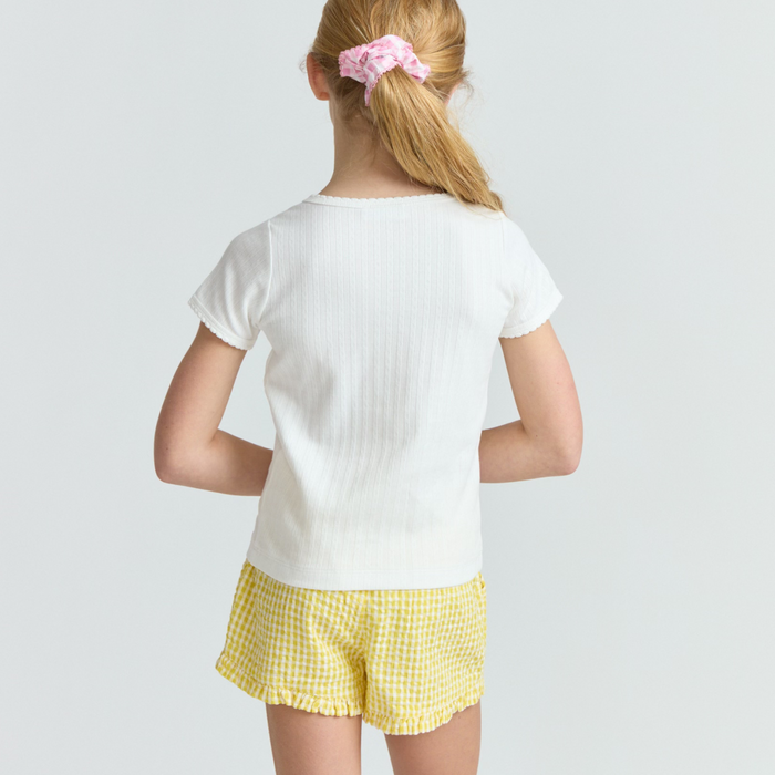 girls shell white pointelle shirt