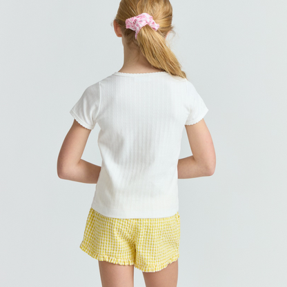 girls shell white pointelle shirt