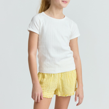 girls shell white pointelle shirt