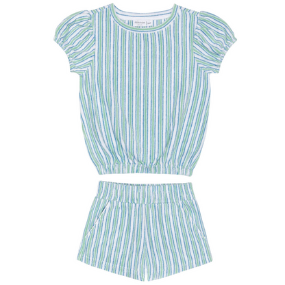 girls tamarin stripe french terry top and short set