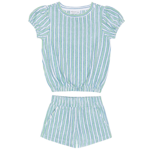girls tamarin stripe french terry top and short set
