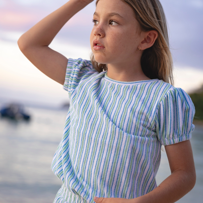 girls tamarin stripe french terry top and short set