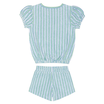girls tamarin stripe french terry top and short set