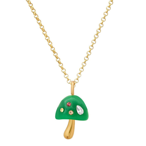 Gold Chain with Mushroom Charm | Green
