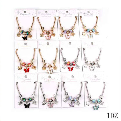 Gold & Silver Butterfly Charm Bracelet – Crystal Bead Snake Chain Jewelry (YBT-5681)