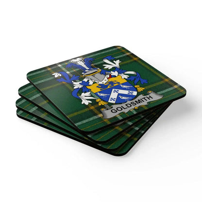 Goldsmith Family Crest Tartan Design Coaster Set
