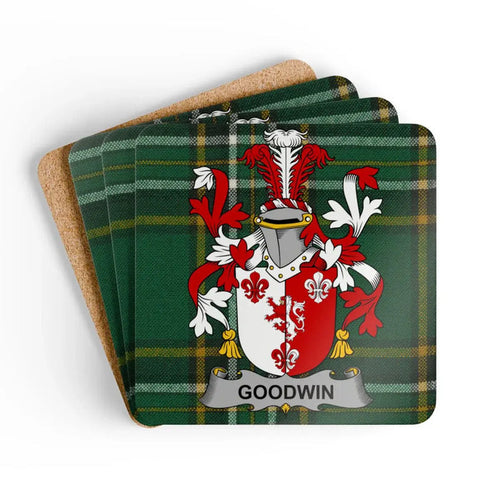 Goodwin Family Crest Plaid Tartan Coasters