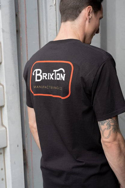 Men's Grade Short Sleeve Standard T-Shirt in the color Black/Red/Copper - Men's Back View