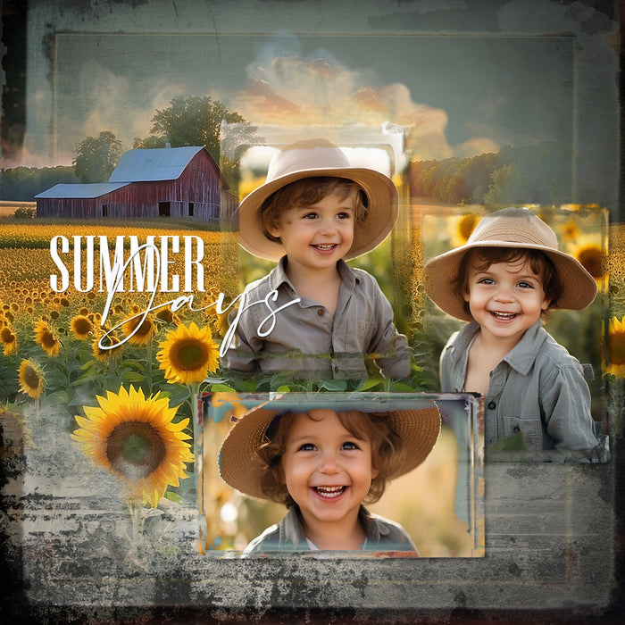 Accent your pages with these beautiful digital scrapbooking grunge textured photo transfer papers, frames, and overlays by Lucky Girl Creative digital art. Perfect for creating photo blend layers with a photographic look. The fine art frames can be layered over or under photos, then play with blend modes to create a one-of-a-kind look or vintage feel.