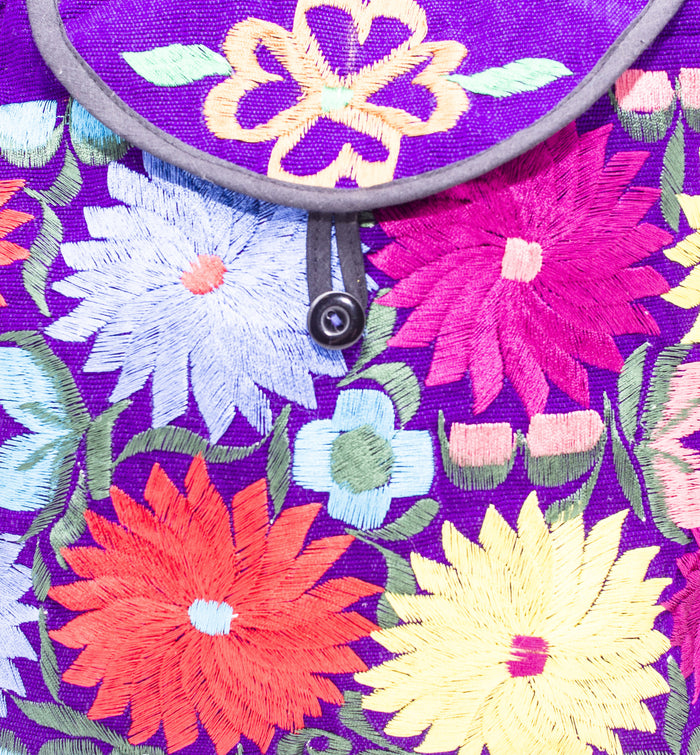 GUATEMALA PURSE HAND EMBROIDERED FLOWERS HOBO BAG X-LARGE GPL006