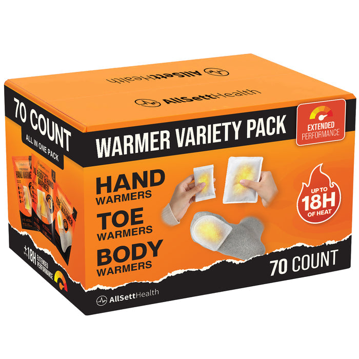 Hand, Toe & Body Warmers Variety Pack – 70 Count Air Activated Heat Packs