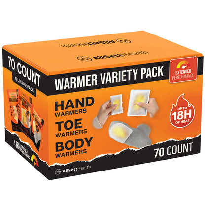Hand, Toe & Body Warmers Variety Pack – 70 Count Air Activated Heat Packs