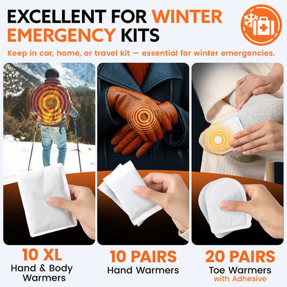 Hand, Toe & Body Warmers Variety Pack – 70 Count Air Activated Heat Packs