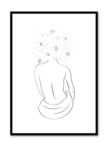 Celestial illustration poster by Opposite Wall with minimalist Head in the Stars drawing