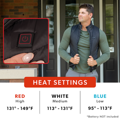 Our all black heated puffer vest fits men and women