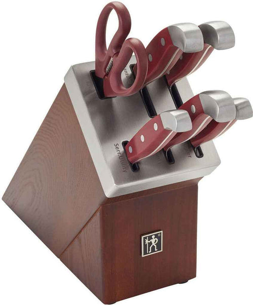 Henckels - Stainless Steel & ABS Statement 7-Piece Self-Sharpening Knife Block Set Red - 15290-007