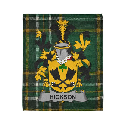 Hickson Family Crest Emblem on Tartan Blanket