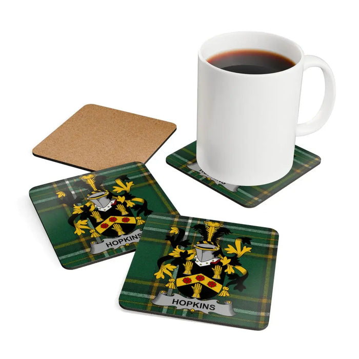 Personalized Hopkins Family Crest Coasters
