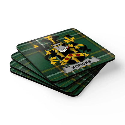 Personalized Hopkins Tartan Pattern Coaster