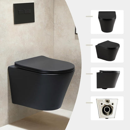 HOROW UG08R-B Wand-WC Mattschwarz mit Softclose-Sitz