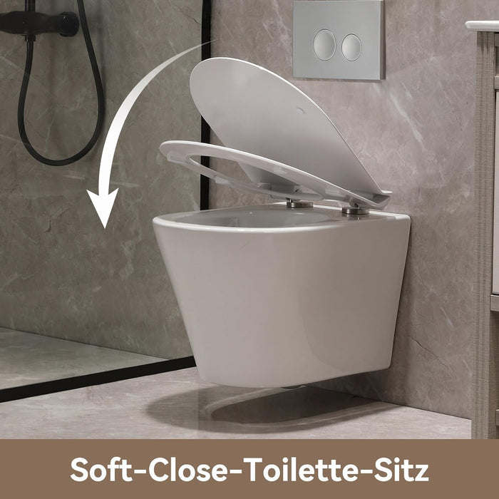 HOROW UG08R Wand-WC aus Keramik mit Soft-Close-Sitz & Nano-Beschichtung