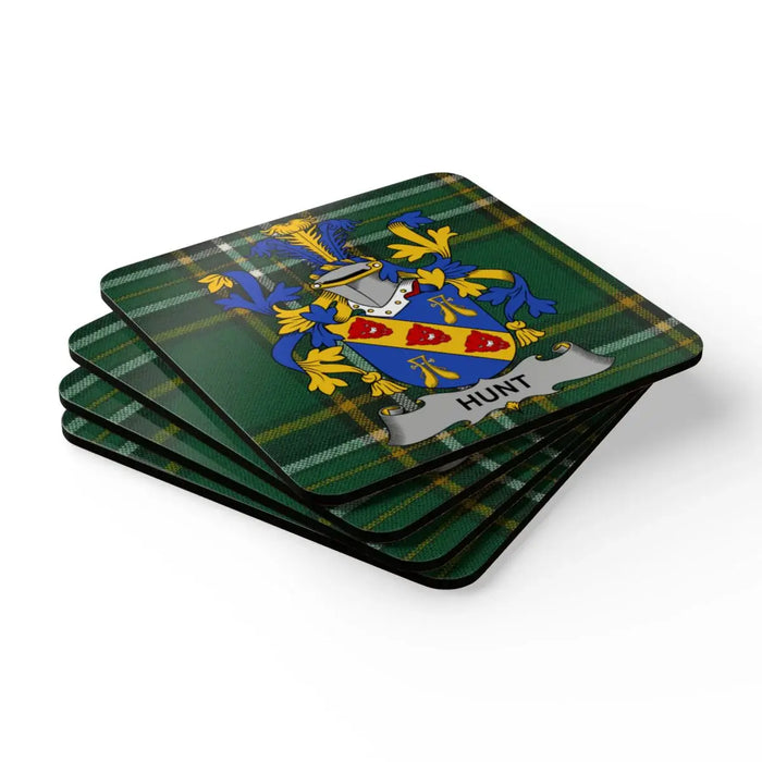 Green Family Crest Patterned Hunt Coasters